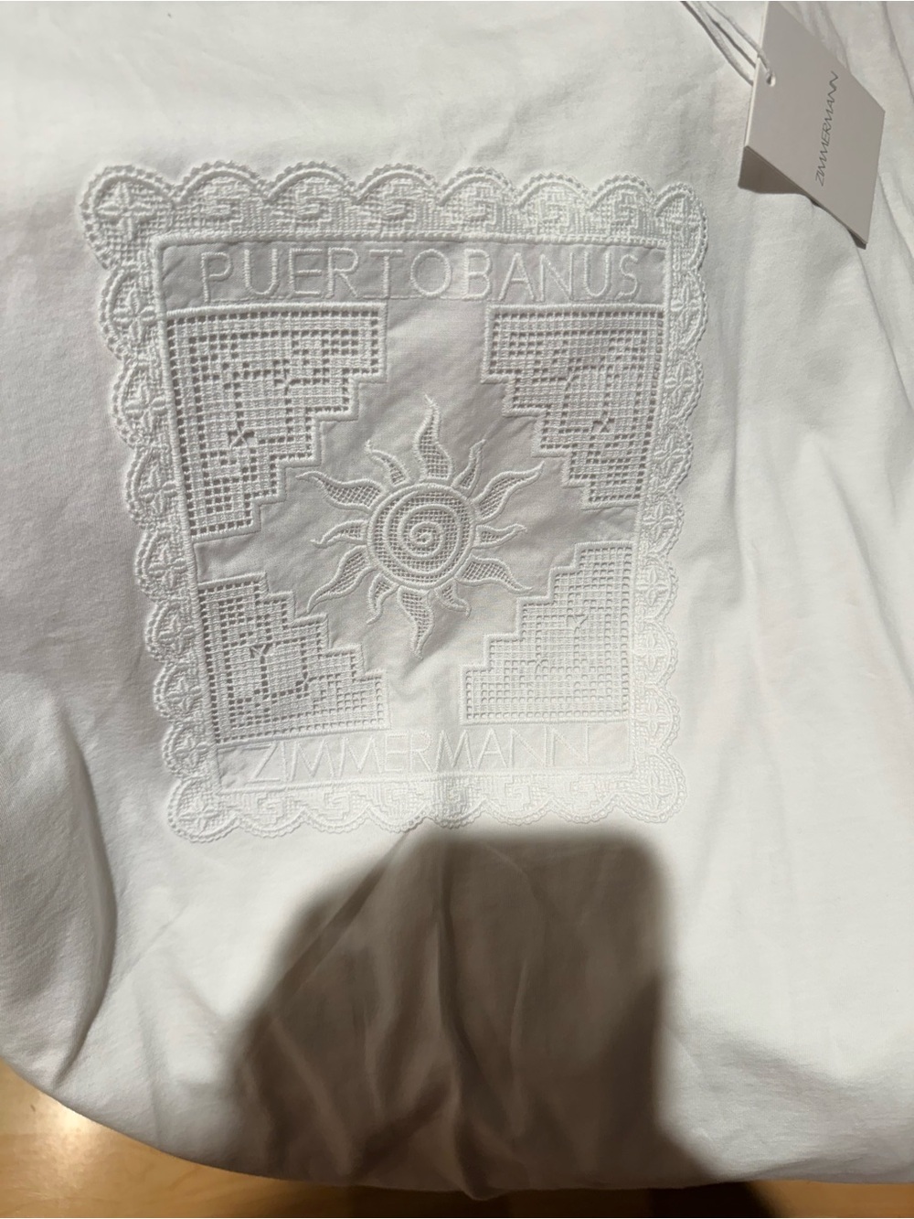 Zimmermann White Embroidered Puertobanus Graphic Tee
